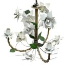 Ver imagem 1 de Lustre Artesanal para Sala de Jantar 03 Bocais Flores de Ferro - Branco & Verniz