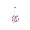 Ver imagem 1 de Lustre Artesanal para Sala de Jantar 03 Bocais Flores de Ferro - Rosa