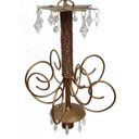 Ver imagem 3 de Lustre de Ferro Dourado com Cristal Artesanal Sala de Apartamento e Quarto
