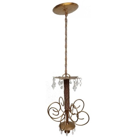 Lustre de Ferro Dourado com Cristal Artesanal Sala de Apartamento e Quarto