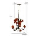 Ver imagem 2 de Lustre Artesanal para Sala de Jantar 03 Bocais Flores de Ferro - Vermelho Escuro