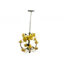 Ver imagem 1 de Lustre de Ferro Rustico para Sala de Estar Envelhecido com Flores - Amarelo