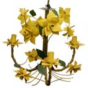 Ver imagem 2 de Lustre de Ferro Rustico para Sala de Estar Envelhecido com Flores - Amarelo