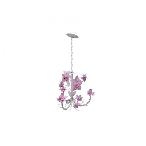 Lustre de Ferro Rustico para Sala de Estar Envelhecido com Flores - Rosa