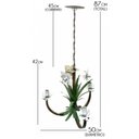 Ver imagem 2 de Lustre Artesanal com Flores e Folhas 03 Braços Rustico para Quarto - Branco