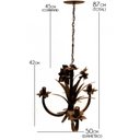 Ver imagem 2 de Lustre Artesanal com Flores e Folhas 03 Braços Rustico para Quarto - Verniz