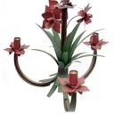 Ver imagem 3 de Lustre Artesanal com Flores e Folhas 03 Braços Rustico para Quarto - Vermelho Escuro