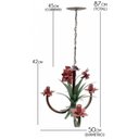 Ver imagem 2 de Lustre Artesanal com Flores e Folhas 03 Braços Rustico para Quarto - Vermelho Escuro