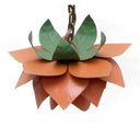 Ver imagem 3 de Lustre Barato Pequeno para Quarto de Casal Rustico Artesanal 01 Boca - Laranja