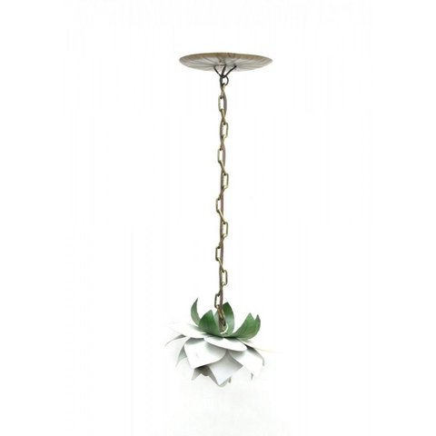 Lustre Barato Pequeno para Quarto de Casal Rustico Artesanal 01 Boca - Branco