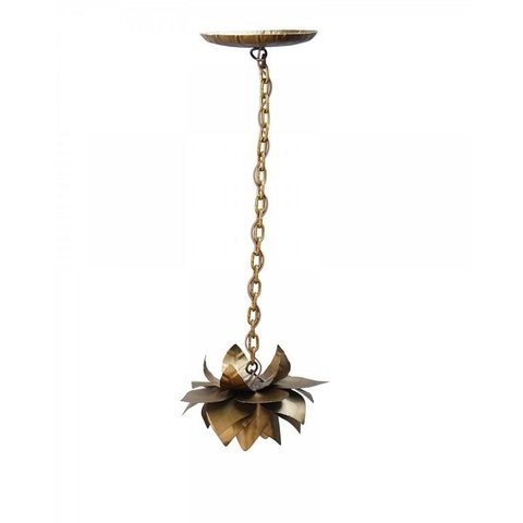 Lustre Rustico Quarto Pequeno em Ferro Artesanal Lindo 01 Bocal - Verniz