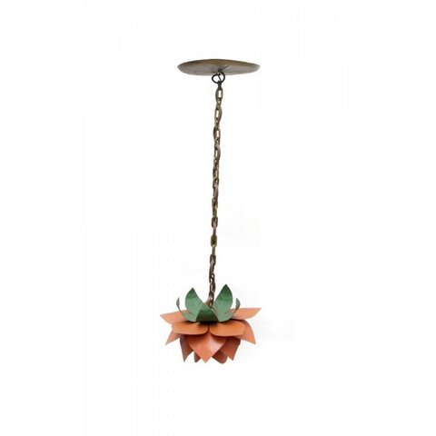 Lustre Rustico Quarto Pequeno em Ferro Artesanal Lindo 01 Bocal - Laranja