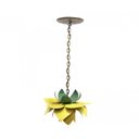 Ver imagem 1 de Lustre para Quarto Pequeno de Ferro Artesanal Rustico 01 Boca com Flor - Amarelo