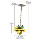 Ver imagem 2 de Lustre para Quarto Pequeno de Ferro Artesanal Rustico 01 Boca com Flor - Amarelo