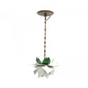 Ver imagem 1 de Lustre para Quarto Pequeno de Ferro Artesanal Rustico 01 Boca com Flor - Branco