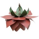 Ver imagem 3 de Lustre para Quarto Pequeno de Ferro Artesanal Rustico 01 Boca com Flor - Vermelho Escuro