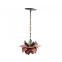 Ver imagem 1 de Lustre para Quarto Pequeno de Ferro Artesanal Rustico 01 Boca com Flor - Vermelho Escuro
