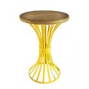 Ver imagem 1 de Banco de Ferro Decoração para Sala de Jantar Artesanal com Madeira Rustica - Amarelo