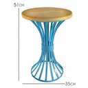 Ver imagem 2 de Banco de Ferro Decoração para Sala de Jantar Artesanal com Madeira Rustica - Azul Turquesa