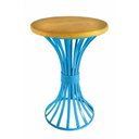Ver imagem 1 de Banco de Ferro Decoração para Sala de Jantar Artesanal com Madeira Rustica - Azul Turquesa