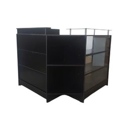 Balcão Caixa + Expositor Vidro 100% Mdf Preto Desmontado - Suprema Móveis - 1