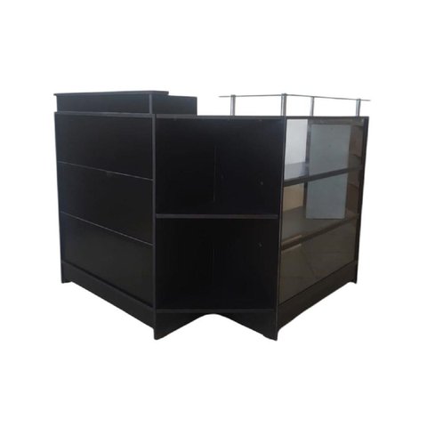 Balcão Caixa + Expositor Vidro 100% Mdf Preto Desmontado - Suprema Móveis