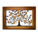 Ver imagem 1 de Moldura de Madeira com Flores de Ferro Artesanal de Folhas e Arvores - Laranja