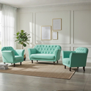 Ver imagem 1 de Kit Namoradeira + 2 Poltronas Decorativa Dália Veludo Acqua