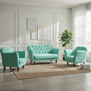 Ver imagem 2 de Kit Namoradeira + 2 Poltronas Decorativa Dália Veludo Acqua
