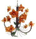 Ver imagem 1 de Lustre de Ferro Sala de Jantar Moderna Flores com 4 Braços Rustico - Laranja