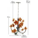 Ver imagem 3 de Lustre de Ferro Sala de Jantar Moderna Flores com 4 Braços Rustico - Laranja