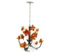Ver imagem 2 de Lustre de Ferro Sala de Jantar Moderna Flores com 4 Braços Rustico - Laranja