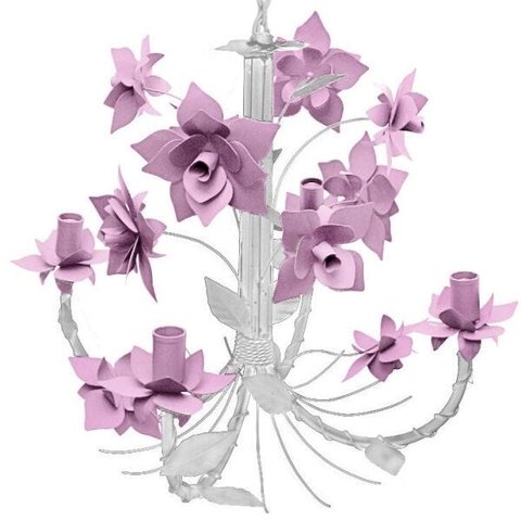 Lustre de Ferro Sala de Jantar Moderna Flores com 4 Braços Rustico - Rosa
