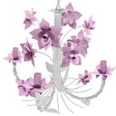 Ver imagem 1 de Lustre de Ferro Sala de Jantar Moderna Flores com 4 Braços Rustico - Rosa