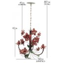 Ver imagem 3 de Lustre de Ferro Sala de Jantar Moderna Flores com 4 Braços Rustico - Vermelho Escuro