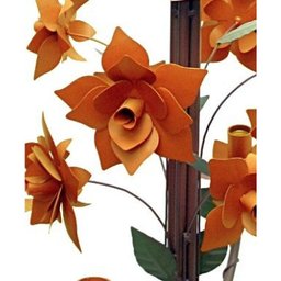 Lustre para Sala de Estar Artesanal de Ferro com Flores de Lata - Laranja - 4