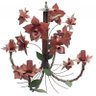 Lustre para Sala de Estar Artesanal de Ferro com Flores de Lata - Vermelho Escuro - 1