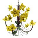 Ver imagem 3 de Lustre Rústico para Sala Estar Artesanal com Rosas de Ferro 4 Bocas - Amarelo