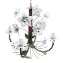 Ver imagem 1 de Lustre Rústico para Sala Estar Artesanal com Rosas de Ferro 4 Bocas - Branco
