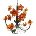 Ver imagem 3 de Lustre Rústico para Sala Estar Artesanal com Rosas de Ferro 4 Bocas - Laranja