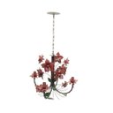 Ver imagem 2 de Lustre Rústico para Sala Estar Artesanal com Rosas de Ferro 4 Bocas - Vermelho Escuro