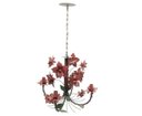Ver imagem 2 de Lustre Rústico para Sala Estar Artesanal com Rosas de Ferro 4 Bocas - Vermelho Escuro