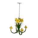 Ver imagem 2 de Lustre Artesanal para Quarto de Casal com Flores Rustico de Ferro - Amarelo