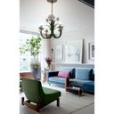 Ver imagem 4 de Lustre Artesanal para Quarto de Casal com Flores Rustico de Ferro - Laranja