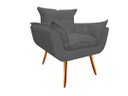 Ver imagem 3 de Kit Namoradeira + 2 Poltronas + 1 Puff Decorativo Opala Suede Cinza Pés Madeira Ms Decor