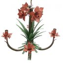 Ver imagem 1 de Lustre Artesanal em Ferro para Sala de Estar com Florzinha Simples - Vermelho Escuro