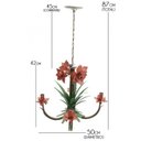 Ver imagem 3 de Lustre Artesanal em Ferro para Sala de Estar com Florzinha Simples - Vermelho Escuro