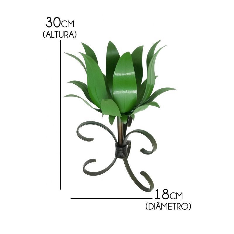 Castiçal de Metal Rustico Artesanal para Mesa de Jantar e Sala - Verde Escuro - 2