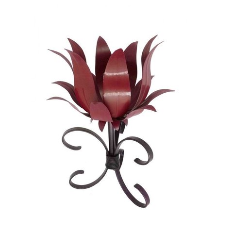 Castiçal de Metal Rustico Artesanal para Mesa de Jantar e Sala - Vermelho Escuro