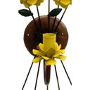 Ver imagem 3 de Luminária de Parede para Sala de Jantar em Ferro Artesanal e Flores - Amarelo